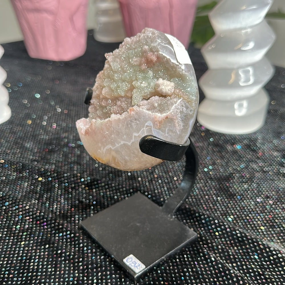 Pink & Green sugar druzy amethyst statement piece PGS01