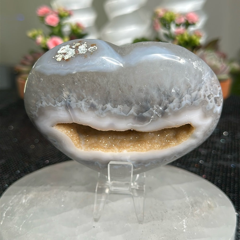 Gray & Brown Sugar Druzy Heart GBS74