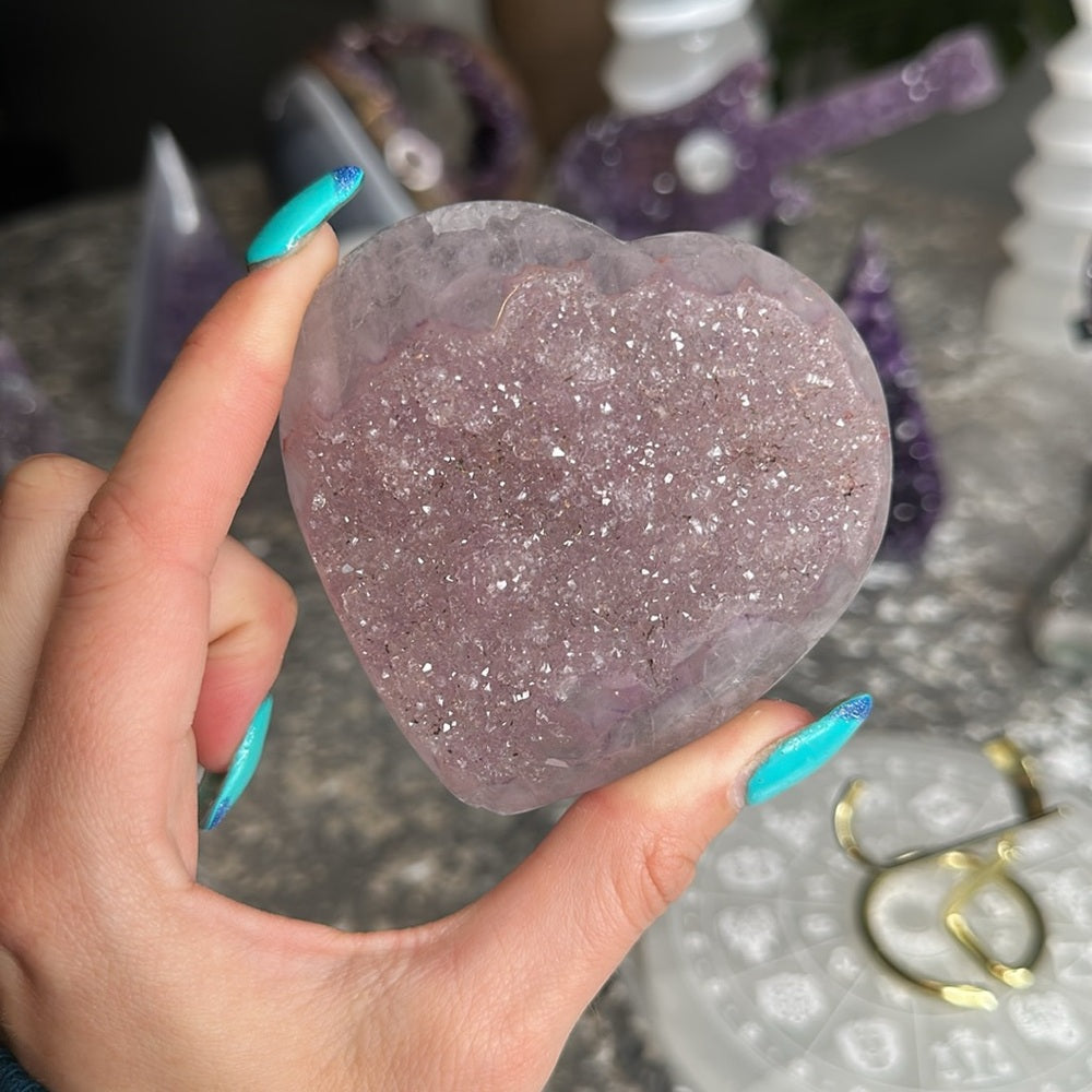 Sugar Pastel Pink amethyst agate heart SDP2