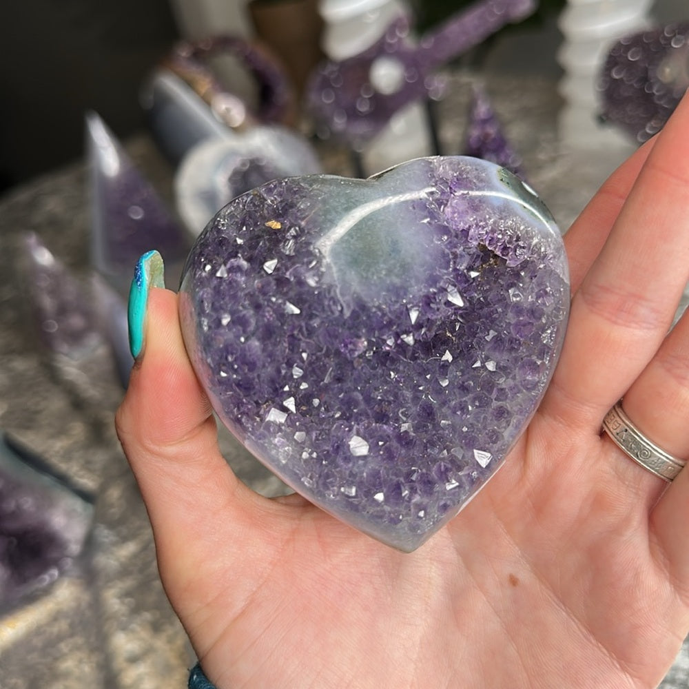 Druzy amethyst agate heart 💜 DAH5