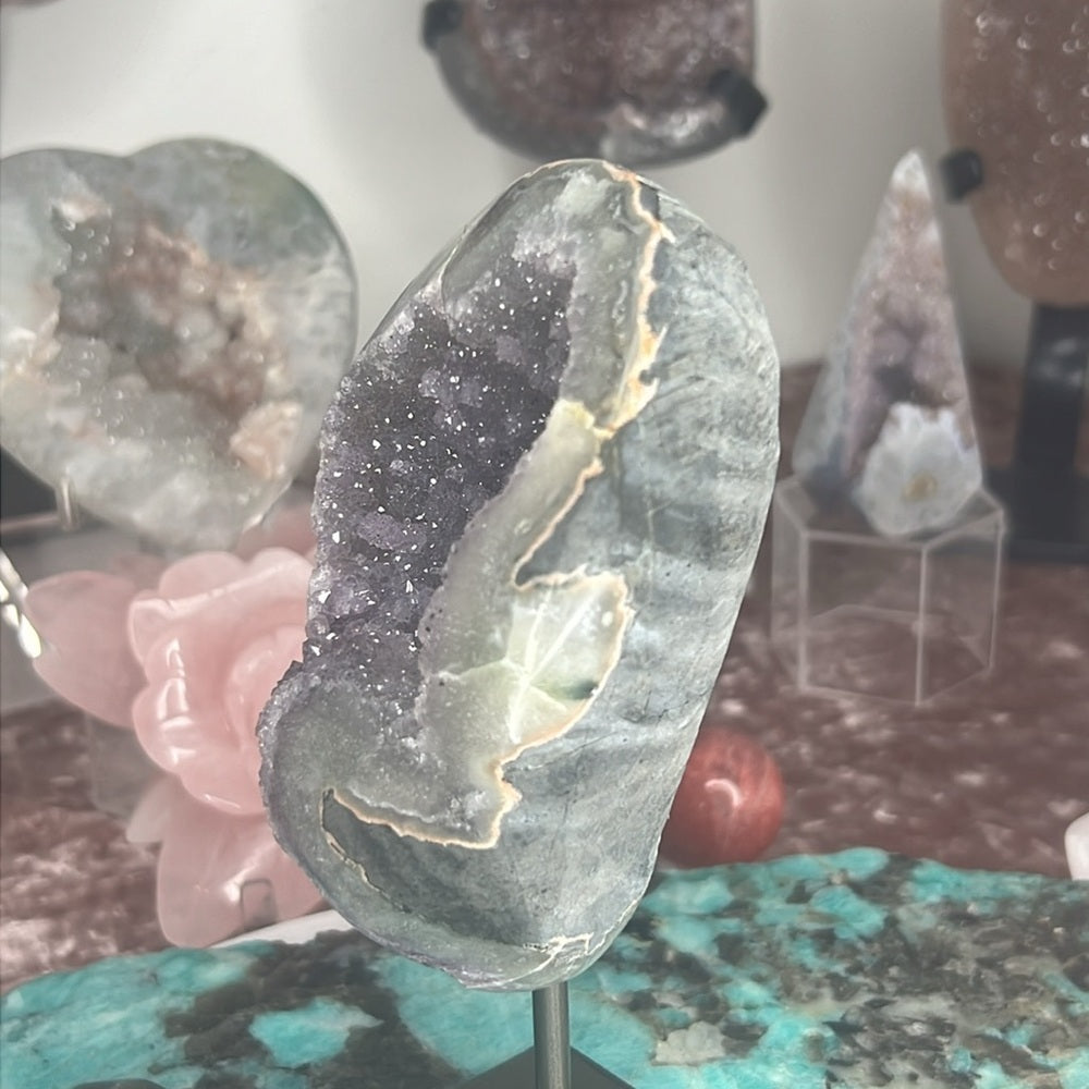 Galaxy Druzy Amethyst On Stand - AOS01