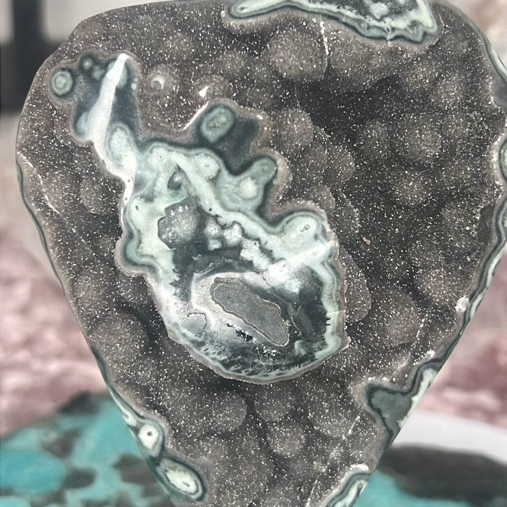 Galaxy Green Amethyst On Stand - AOS4
