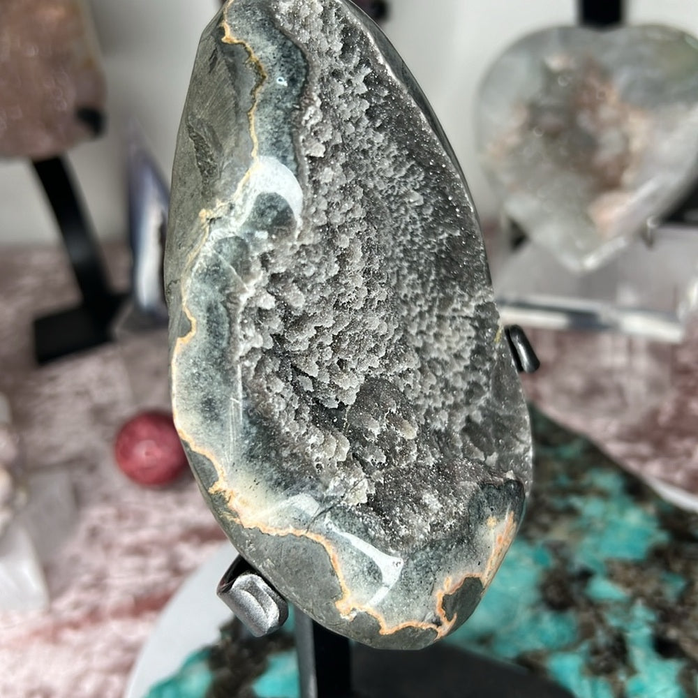 Green Galaxy Amethyst On Stand - AOS5