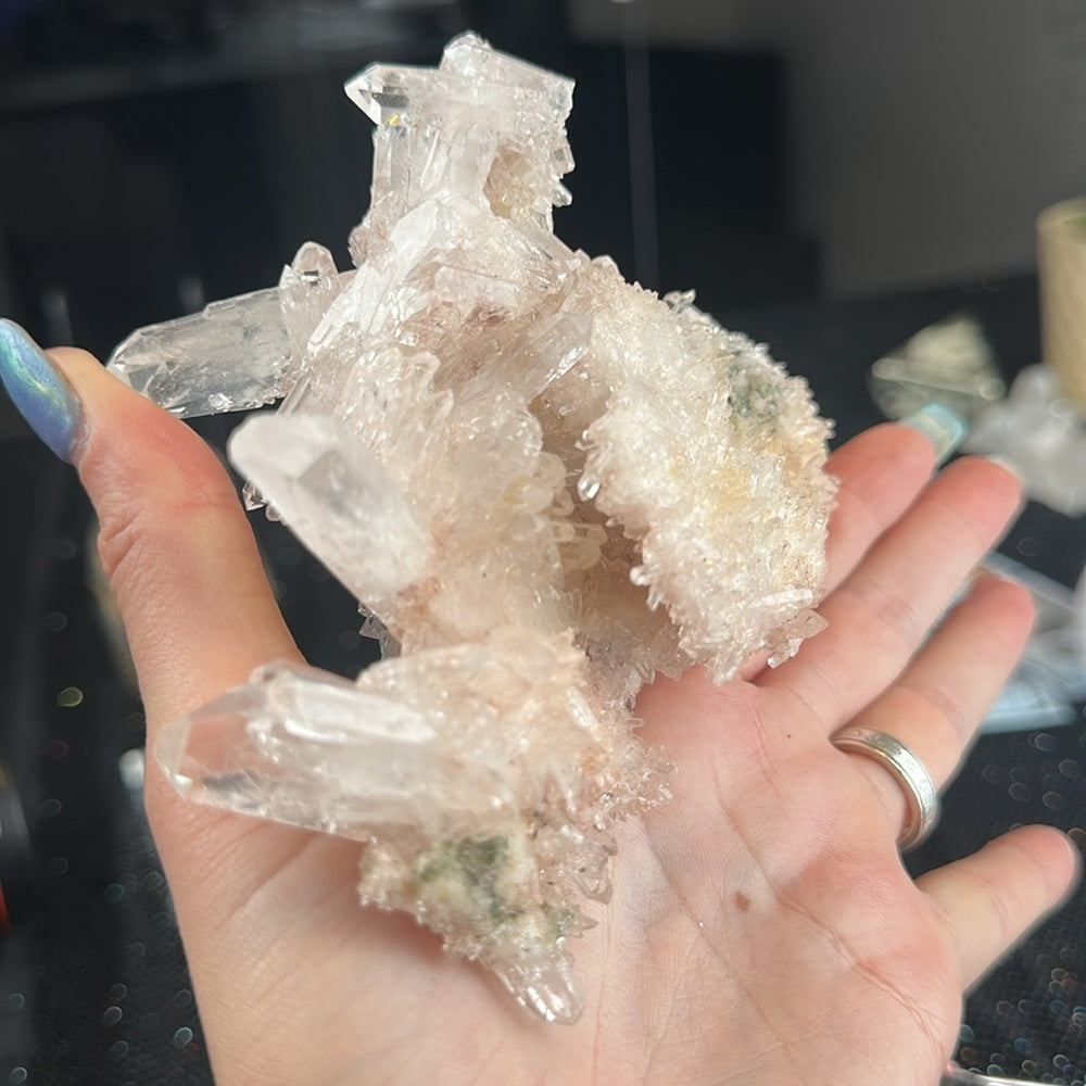 Pink & Perfect 💝 Pink Lumerian cluster w chlorite PLC7