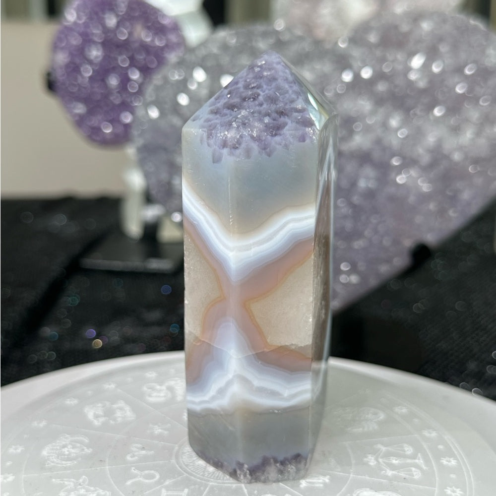 Druzy Rainbow Amethyst Agate Tower-DRA1