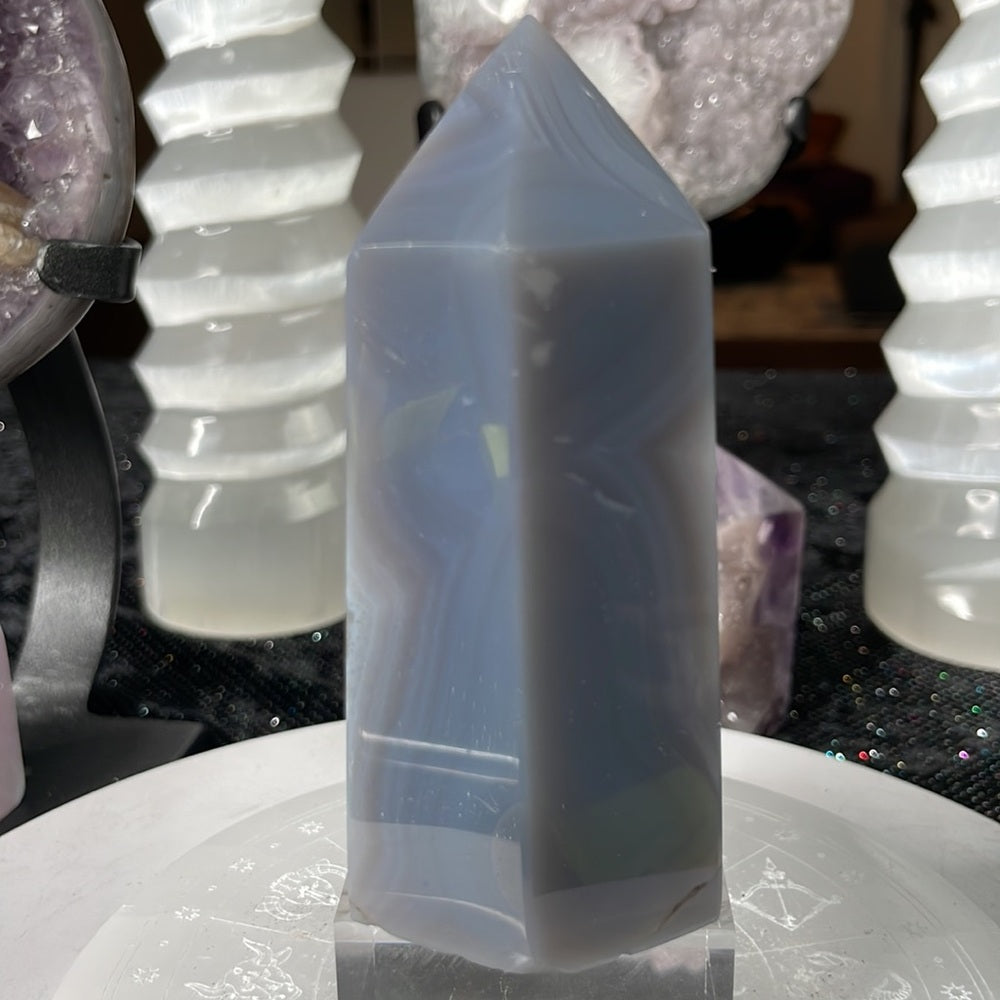 Green Amethyst w/ Blue Agate Tower- GAB1