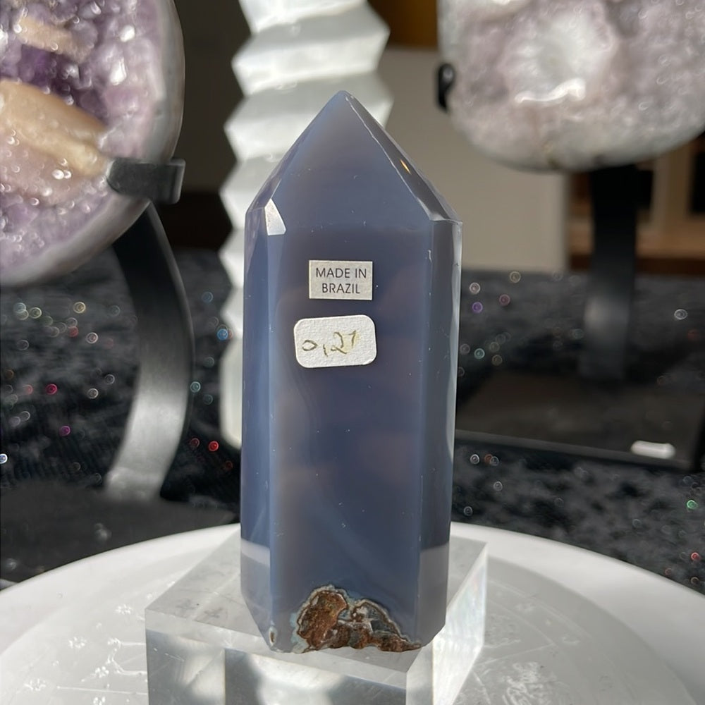 Green Amethyst w/ Blue Agate Tower- GAB2