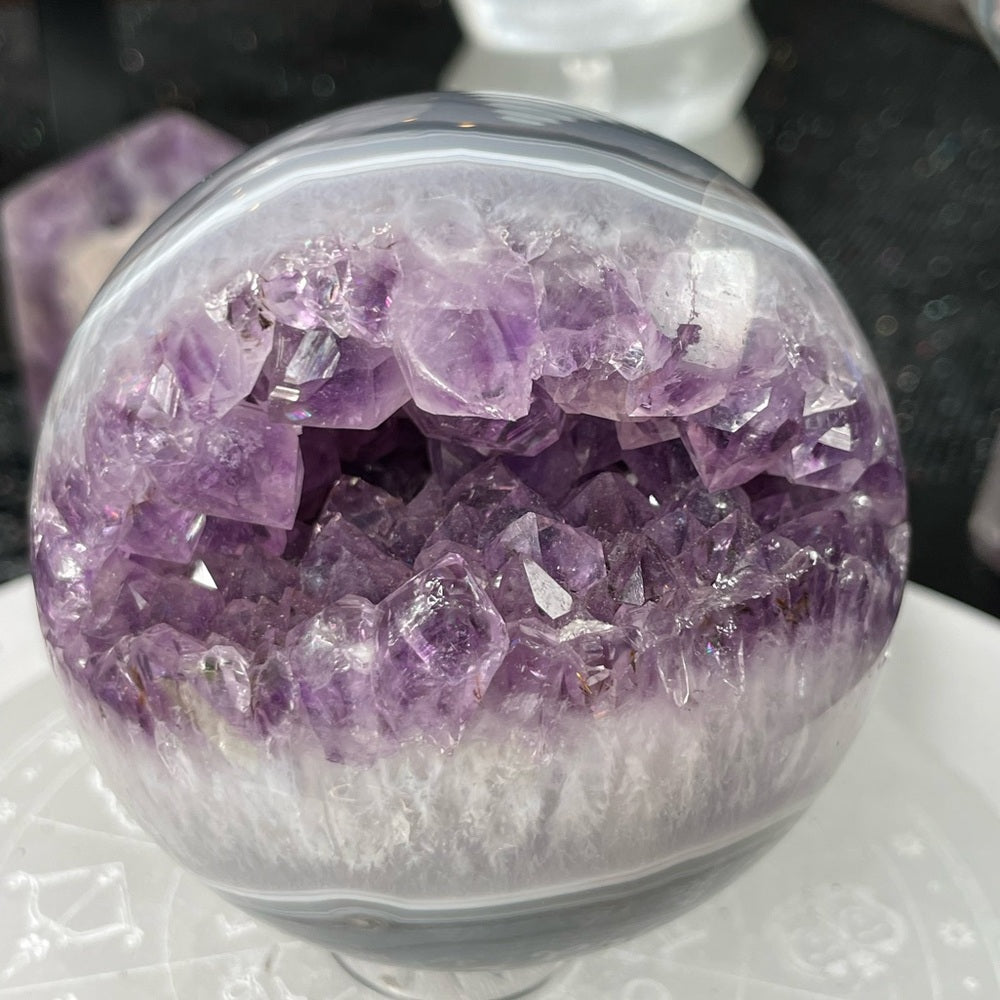 Druzy Amethyst Sphere w/ Blue Agate Banding- DAS1