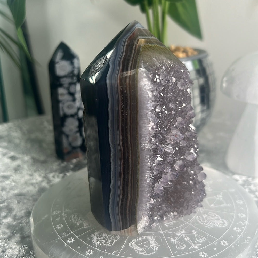 Druzy Amethyst Tower w/ Blue Agate Banding- DAT01