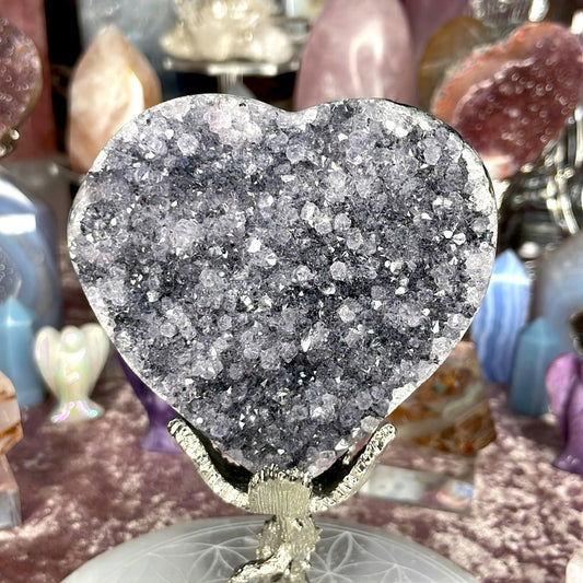 Light purple / grey amethyst druzy heart 💜