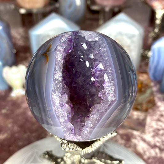 Light purple druzy amethyst sphere
