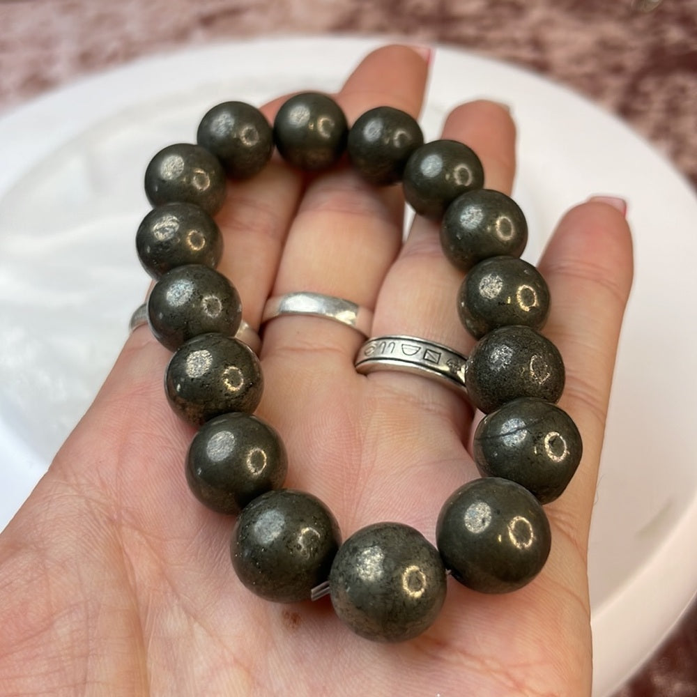 Pyrite bracelet 14mm size