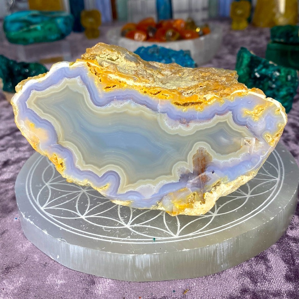 Polished Lavender agate geode