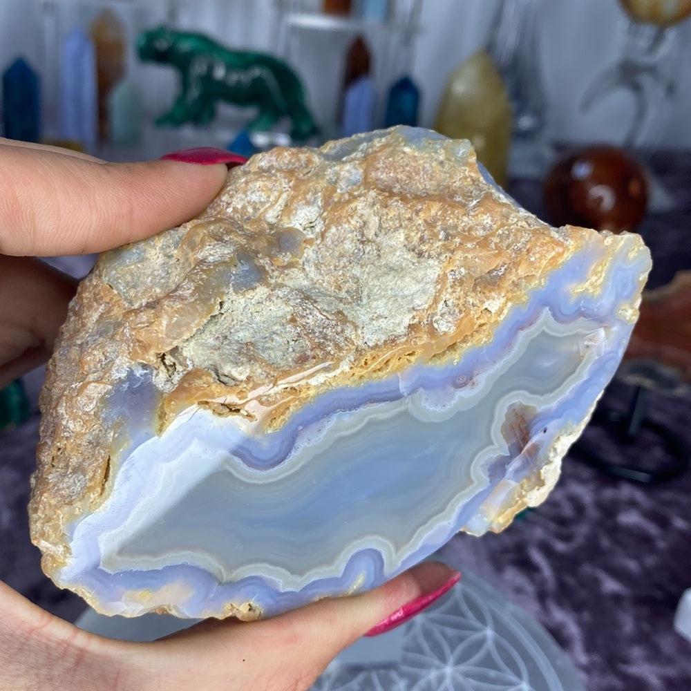 Polished Lavender agate geode