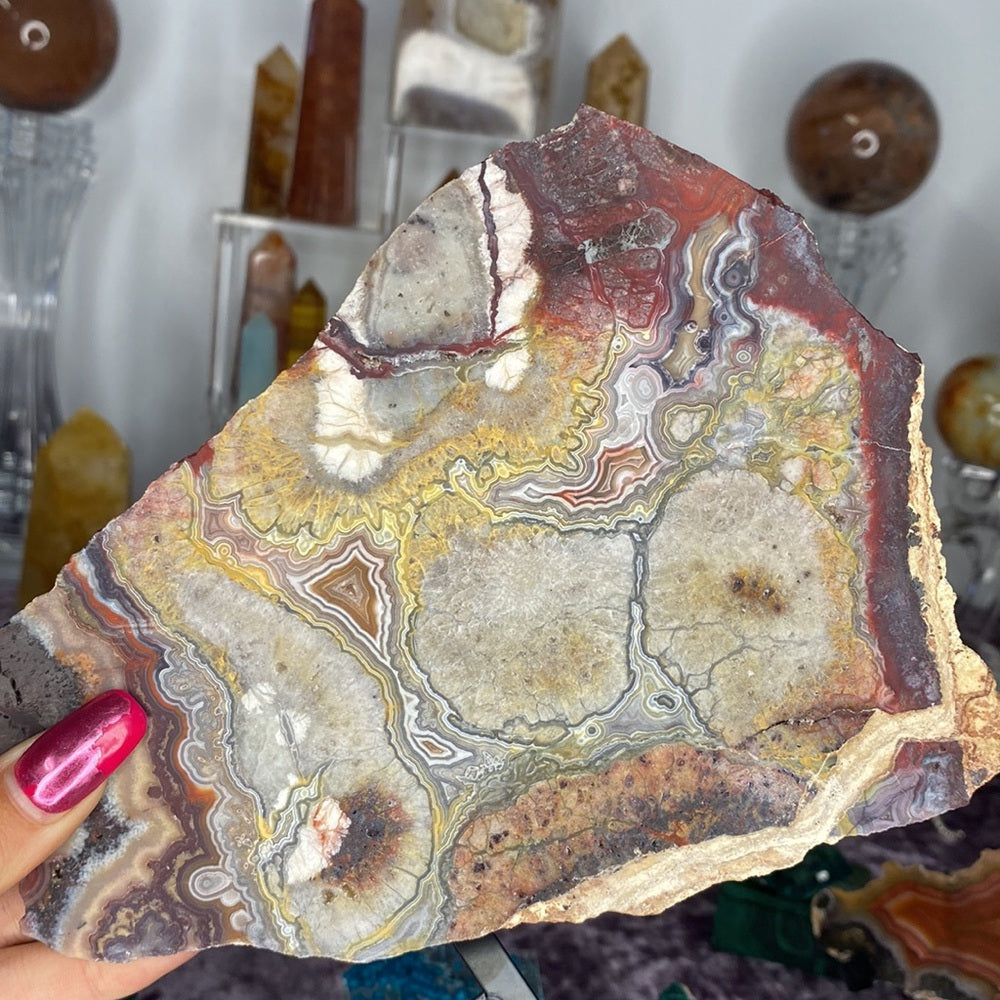 Unpolished crazy agate slab