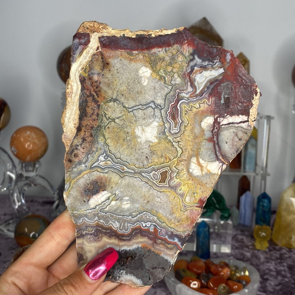 Unpolished crazy agate slab