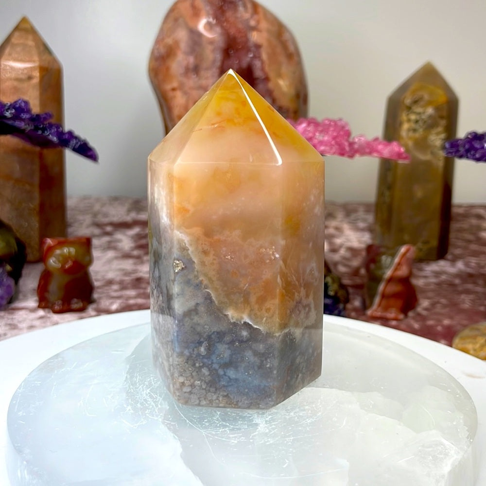 Pink Flower Agate Tower - PFT01