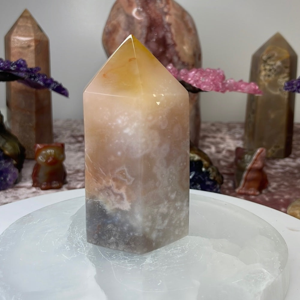 Pink Flower Agate Tower - PFT01