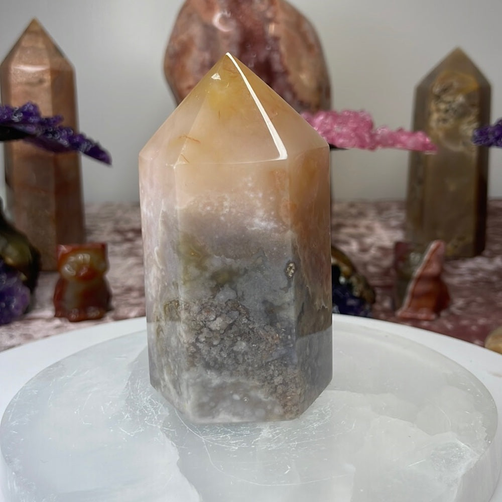 Pink Flower Agate Tower - PFT01