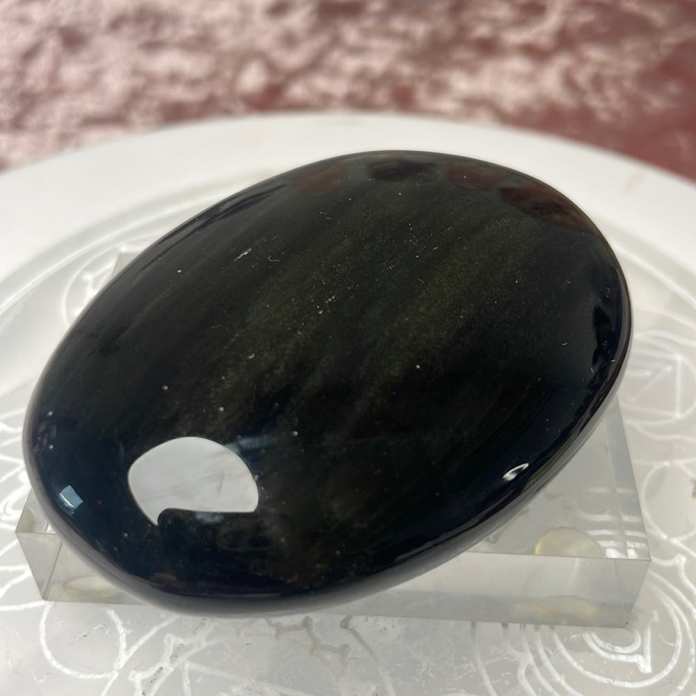 Gold sheen Obsidian Palmstone - GO01