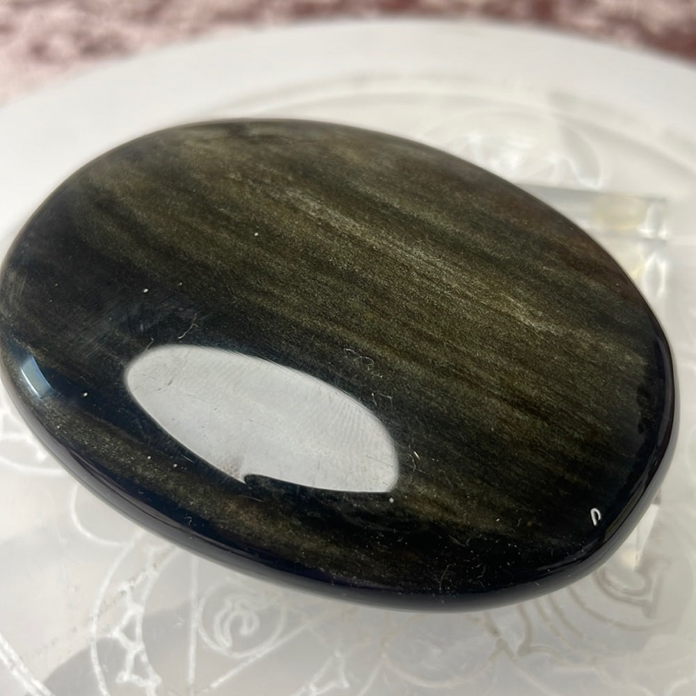 Gold sheen Obsidian Palmstone - GO01