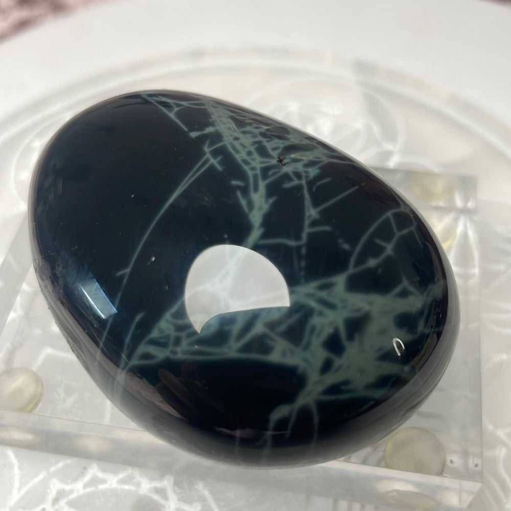 Spider Web Obsidian Palmstone - SW02