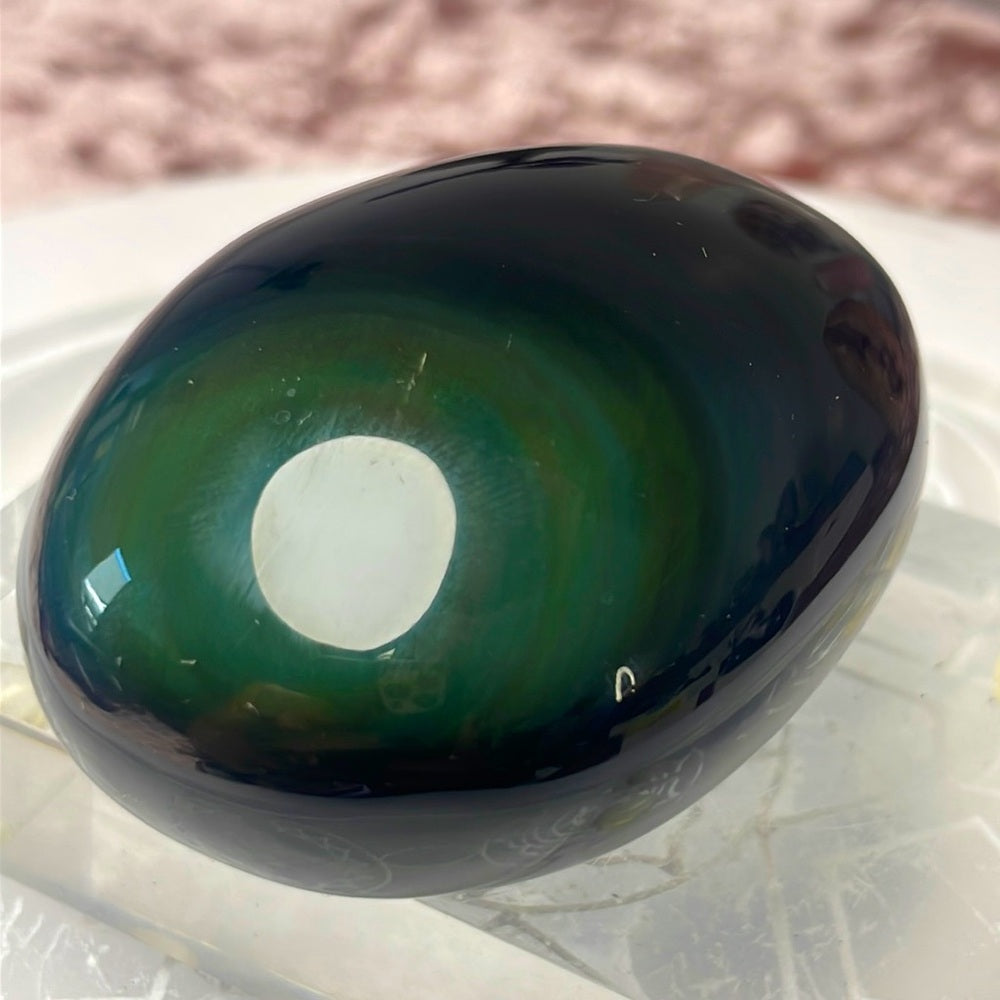 Velvet Rainbow Obsidian Palmstone - RO01