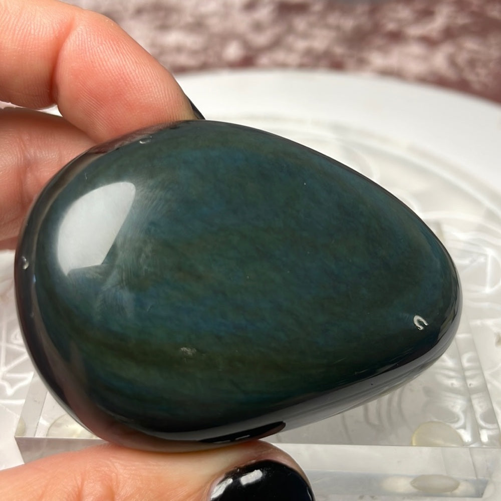 Velvet Rainbow Obsidian Palmstone - RO02