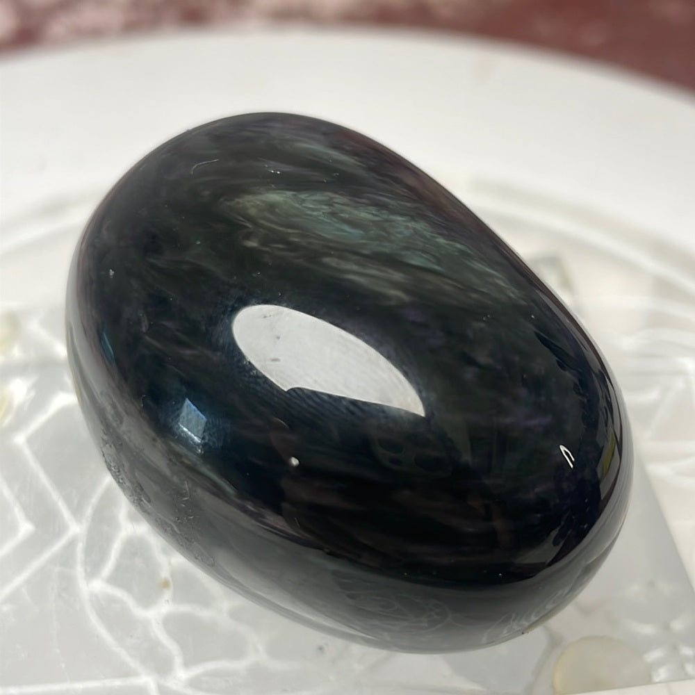 Velvet Rainbow Obsidian Palmstone - RO05