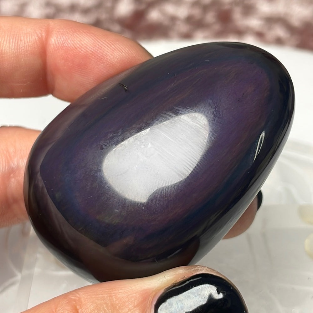 Velvet Rainbow Obsidian Palmstone - RO06