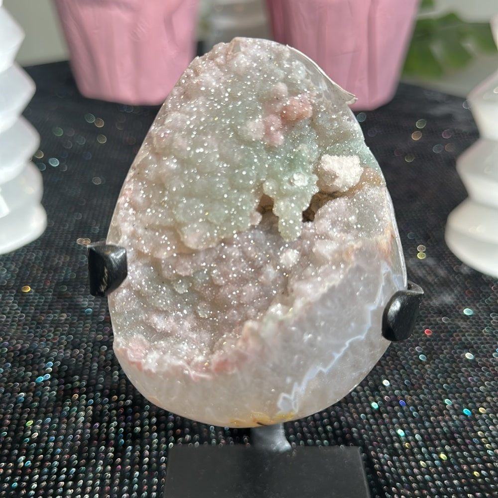 Pink & Green sugar druzy amethyst statement piece PGS01