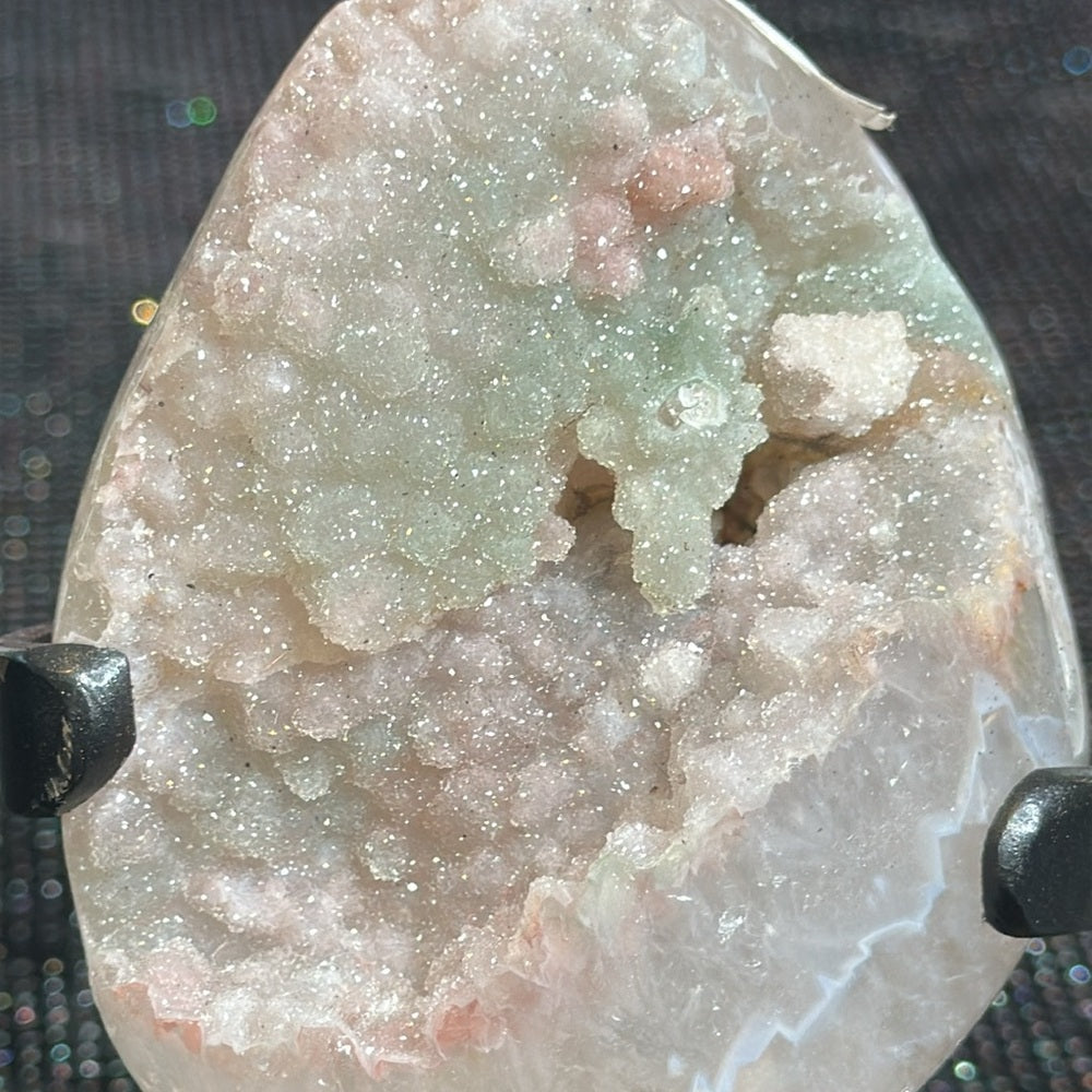 Pink & Green sugar druzy amethyst statement piece PGS01