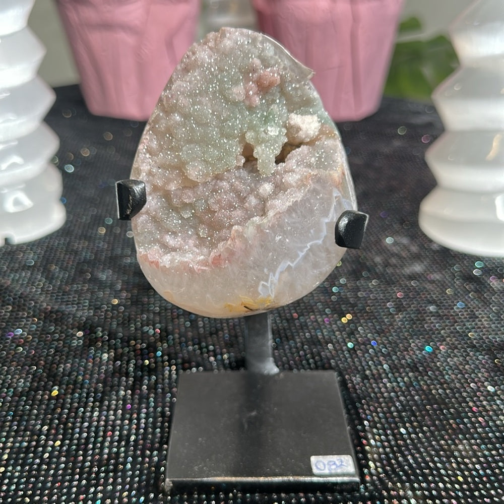 Pink & Green sugar druzy amethyst statement piece PGS01