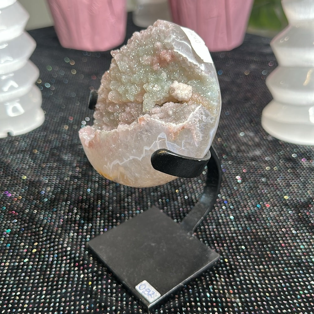 Pink & Green sugar druzy amethyst statement piece PGS01