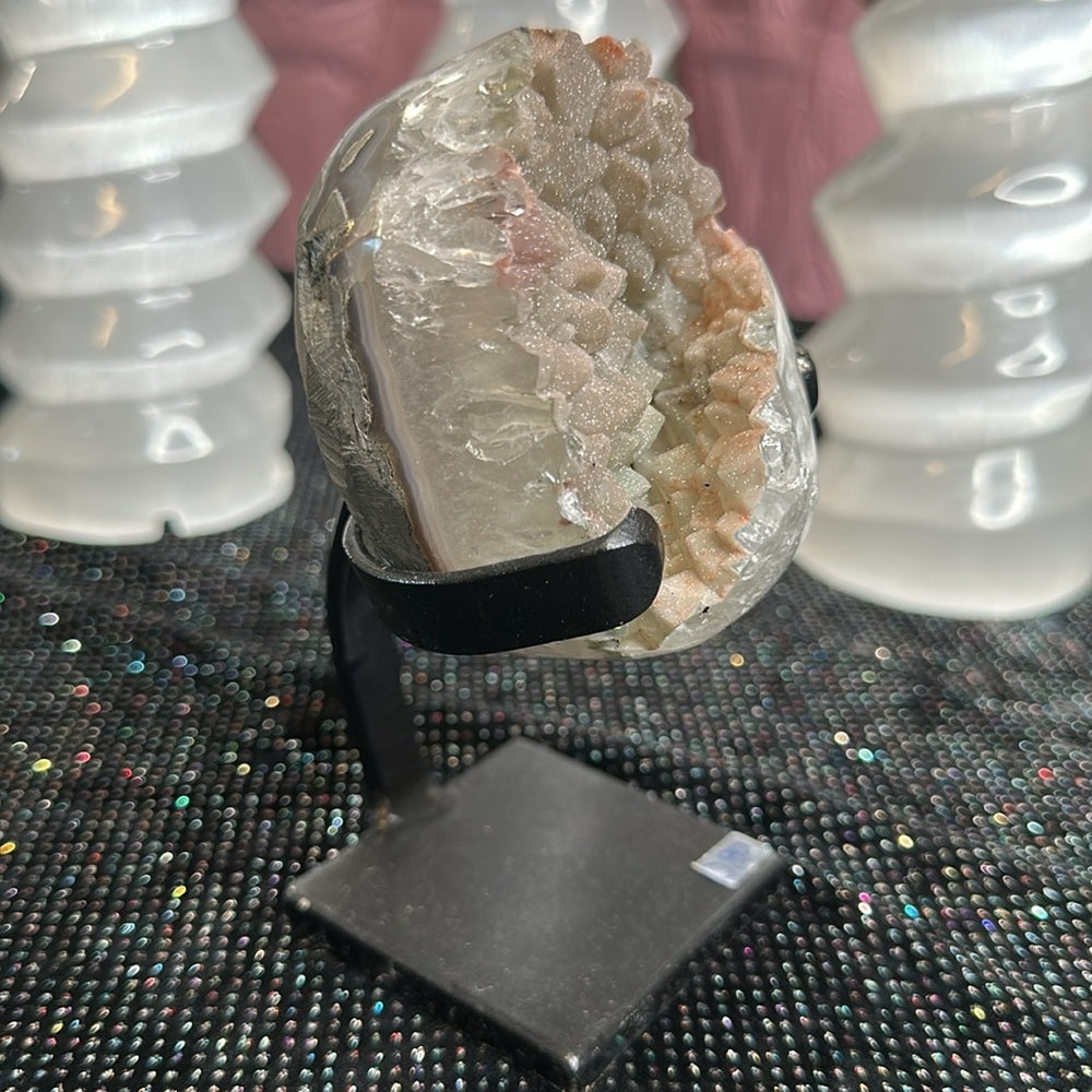 Pink & Green sugar druzy amethyst statement piece PGS02
