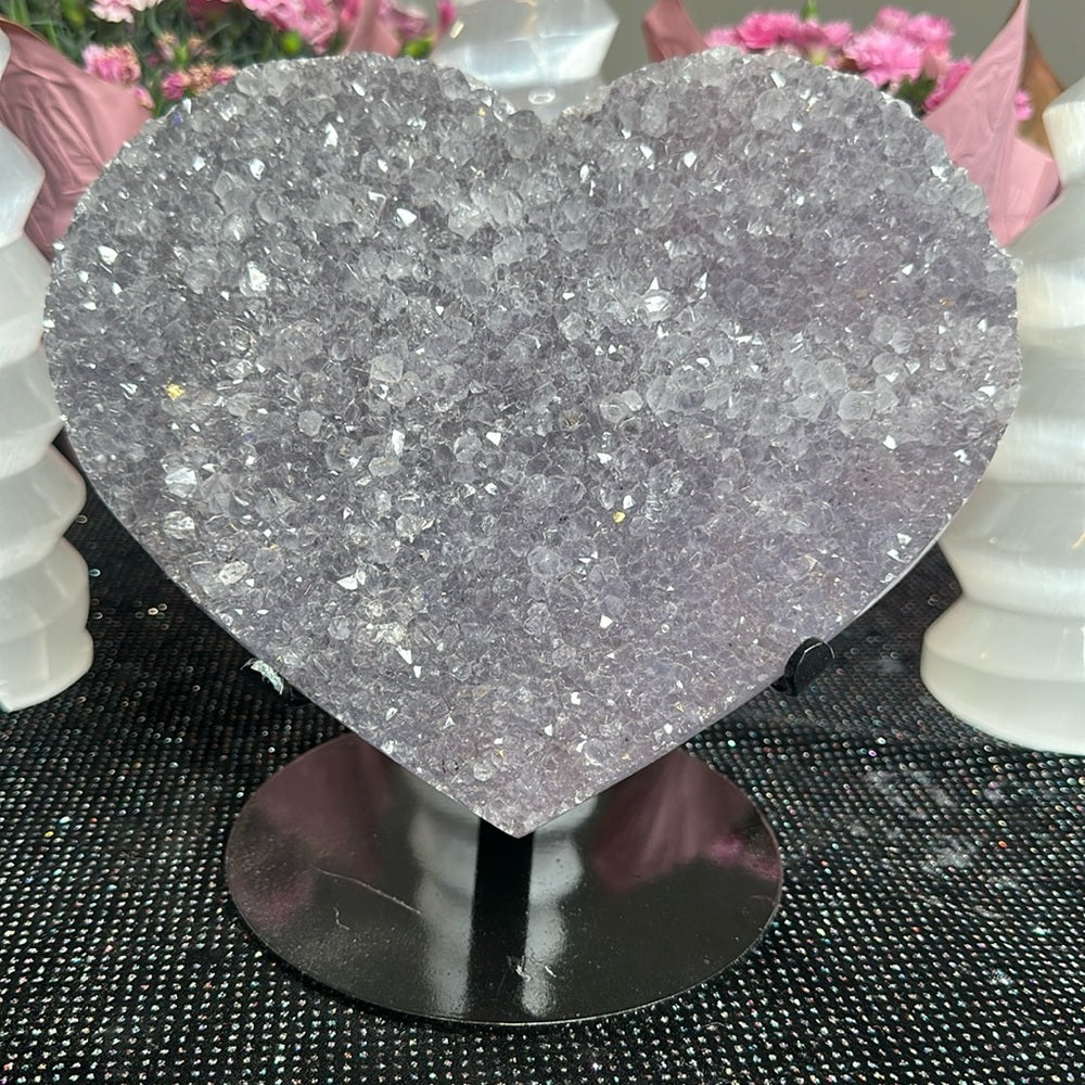 Blue Flower Amethyst Heart BFA01