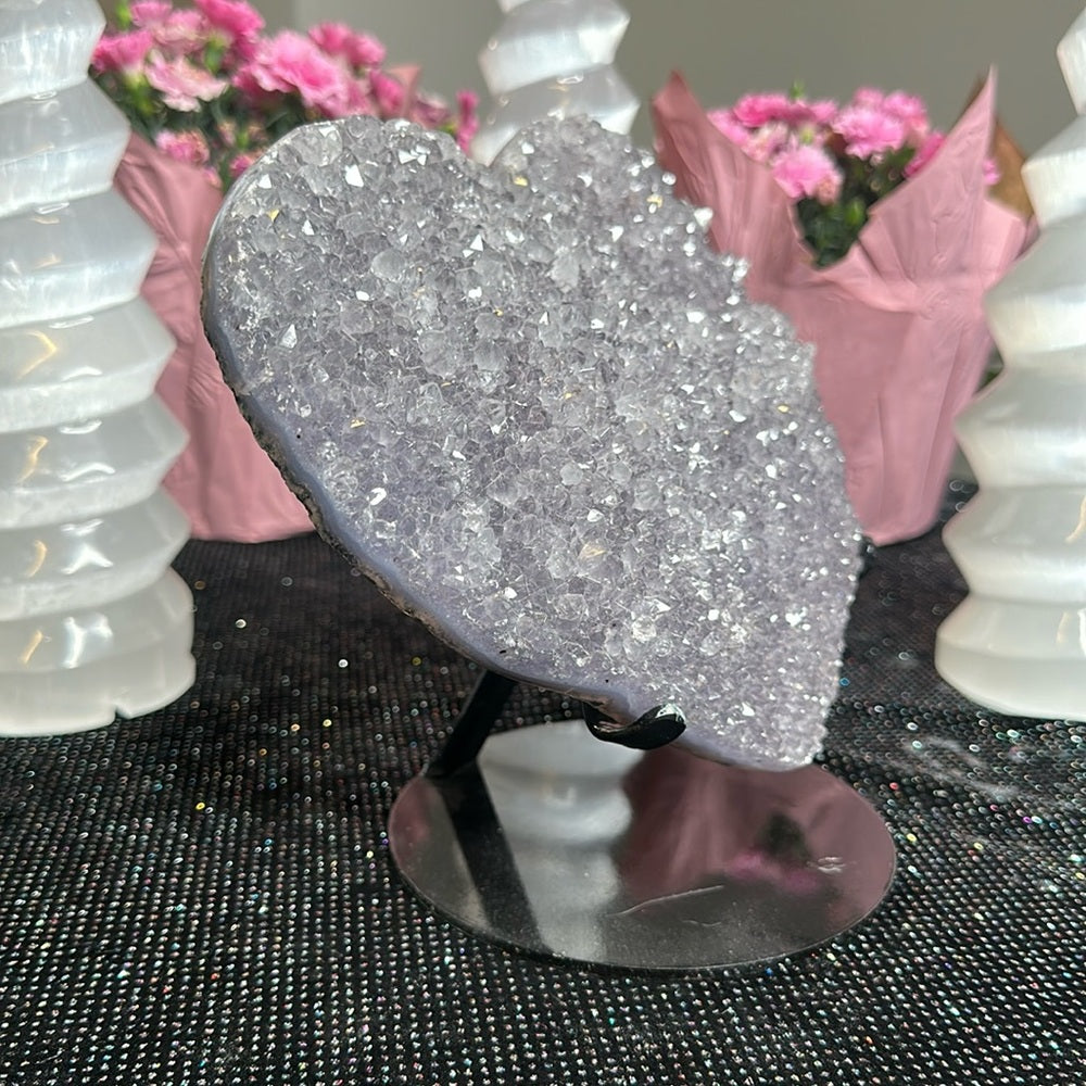 Blue Flower Amethyst Heart BFA01