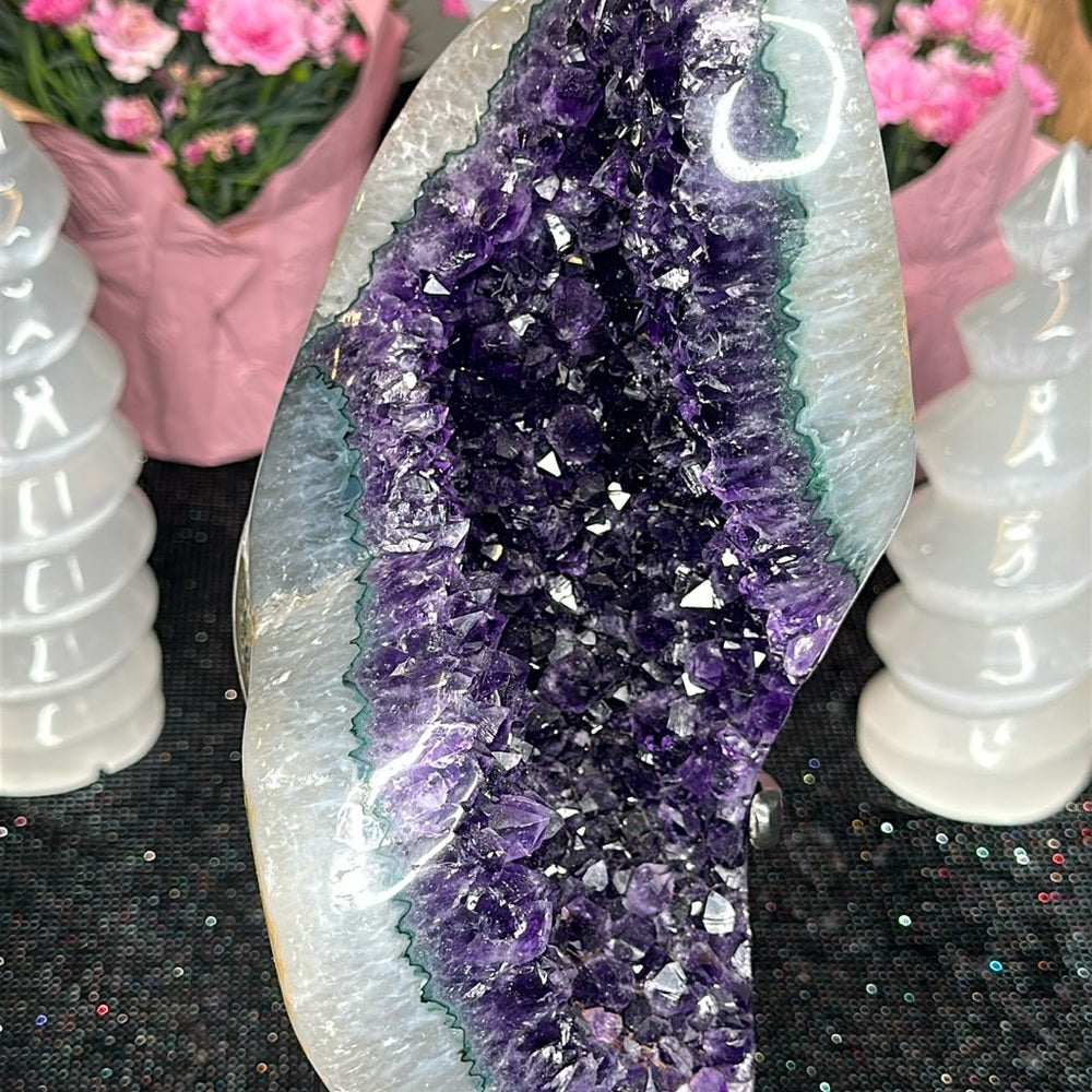 Deep Purple With Green Banding Amethyst Statement Piece DPG01