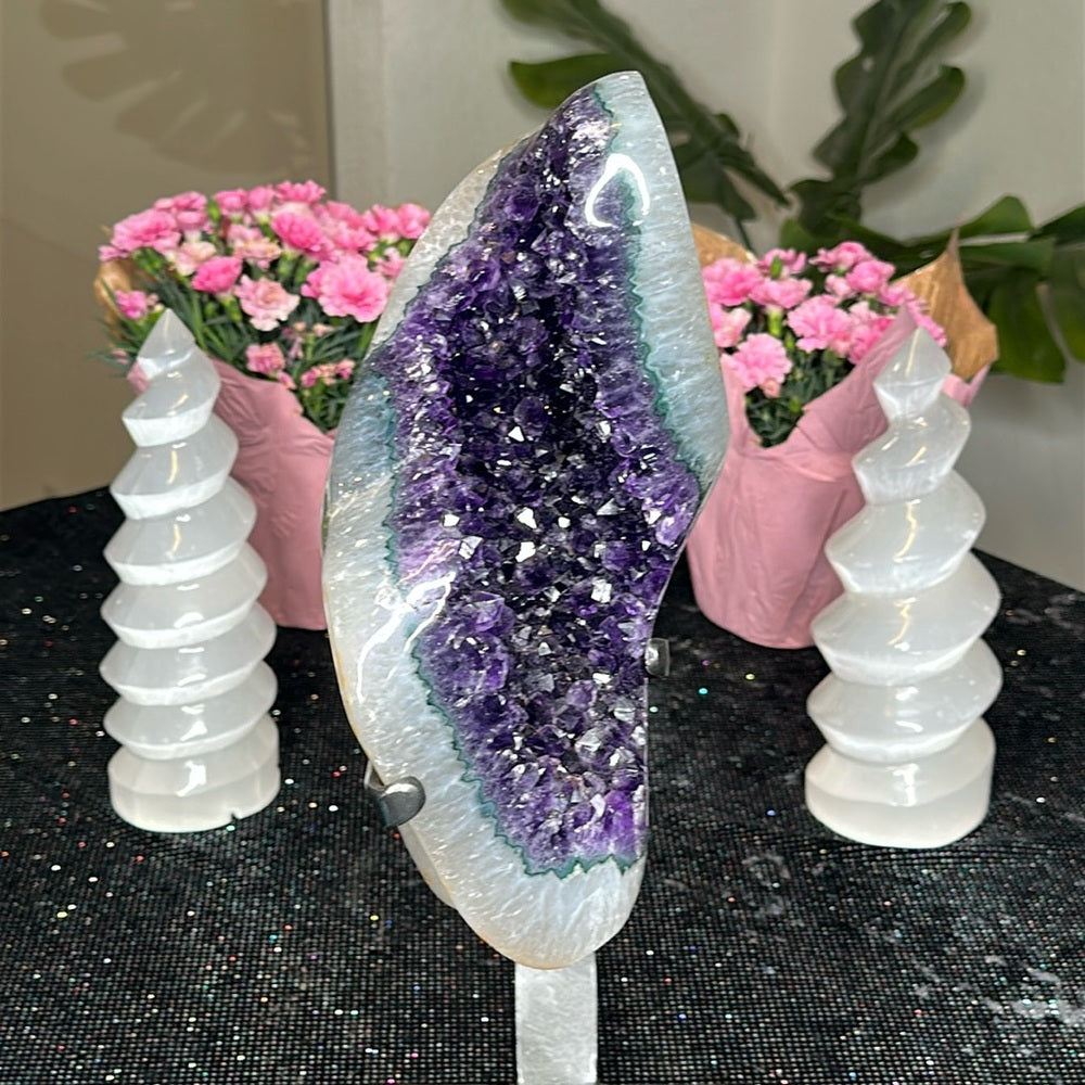 Deep Purple With Green Banding Amethyst Statement Piece DPG01