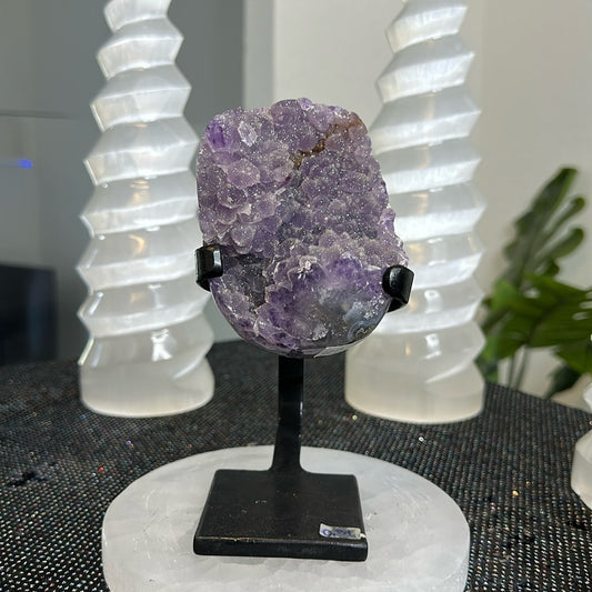 Sugar Amethyst on Metal Base SA01