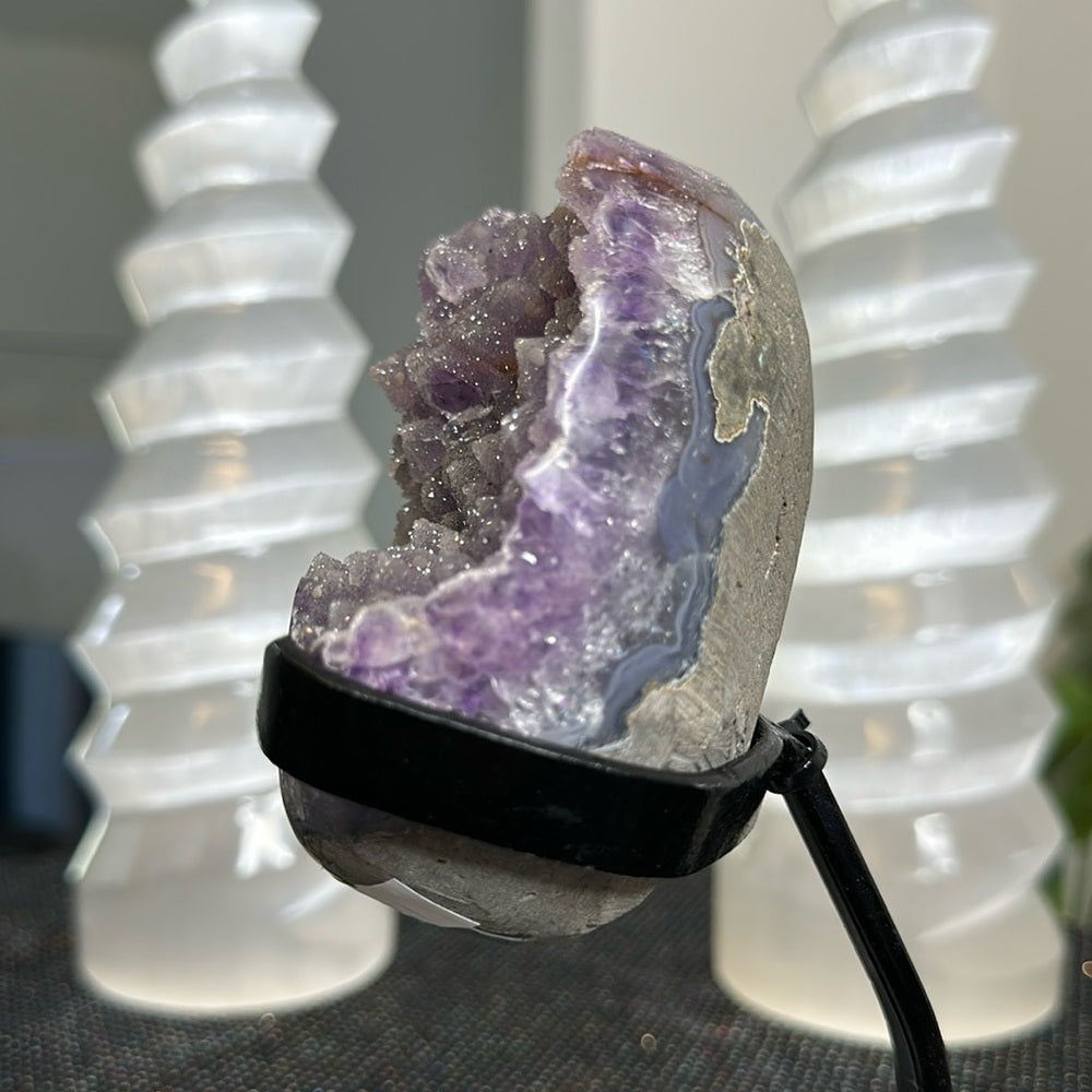 Sugar Amethyst on Metal Base SA01