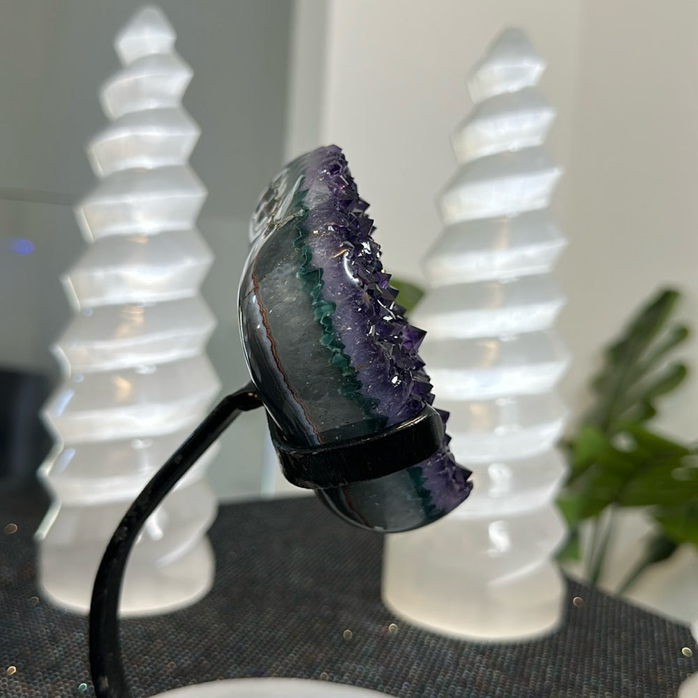 Amethyst Green Banding on Metal Base AGB25
