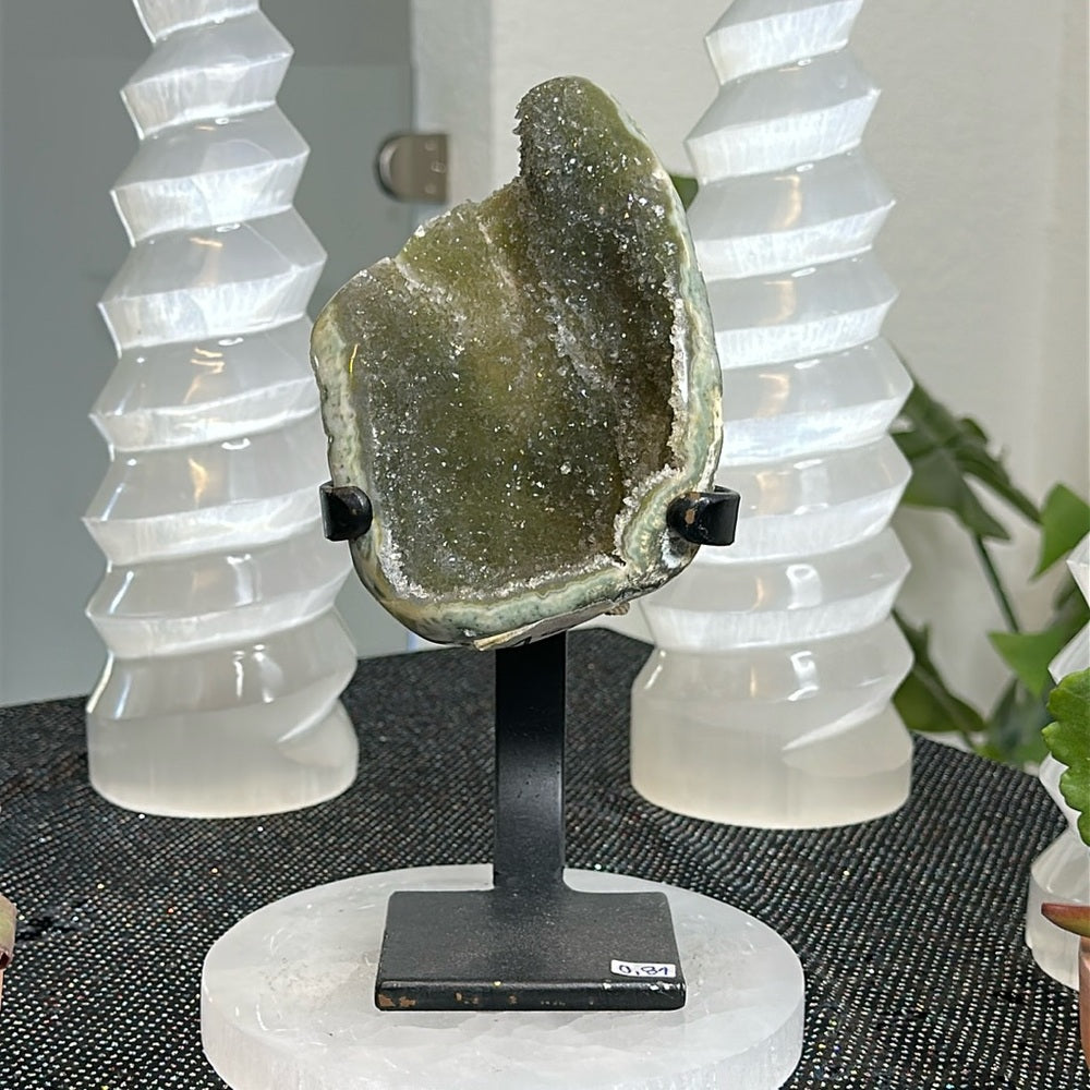 Minty Green Amethyst on Metal Base MGA17