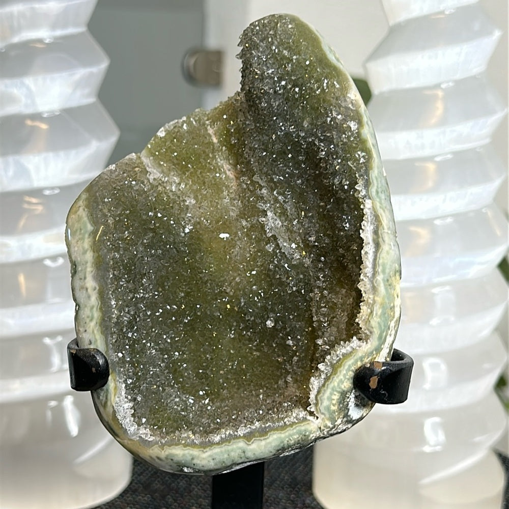 Minty Green Amethyst on Metal Base MGA17