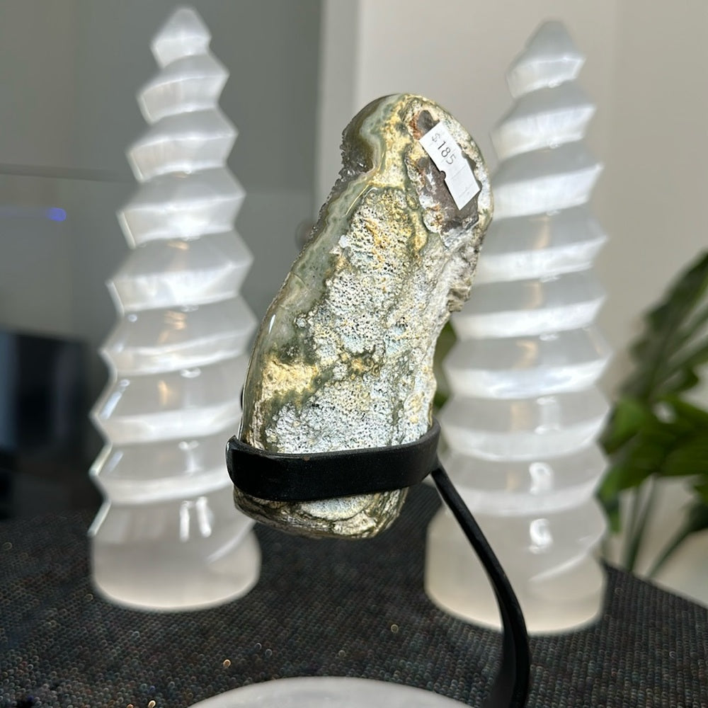 Minty Green Amethyst on Metal Base MGA17