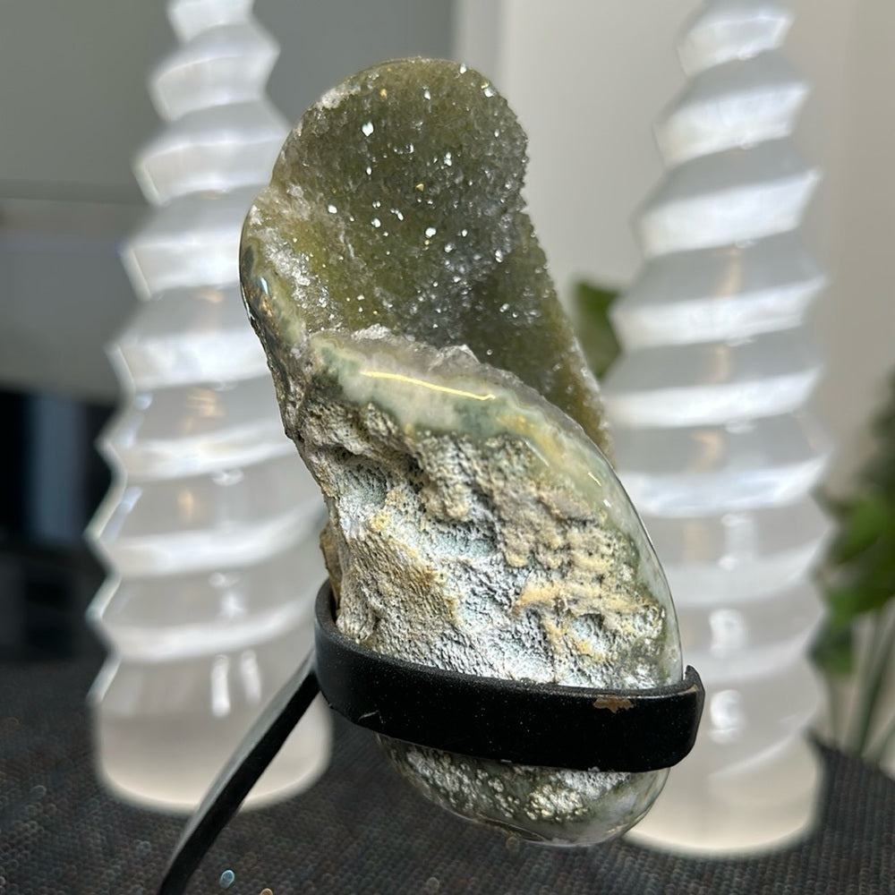 Minty Green Amethyst on Metal Base MGA17