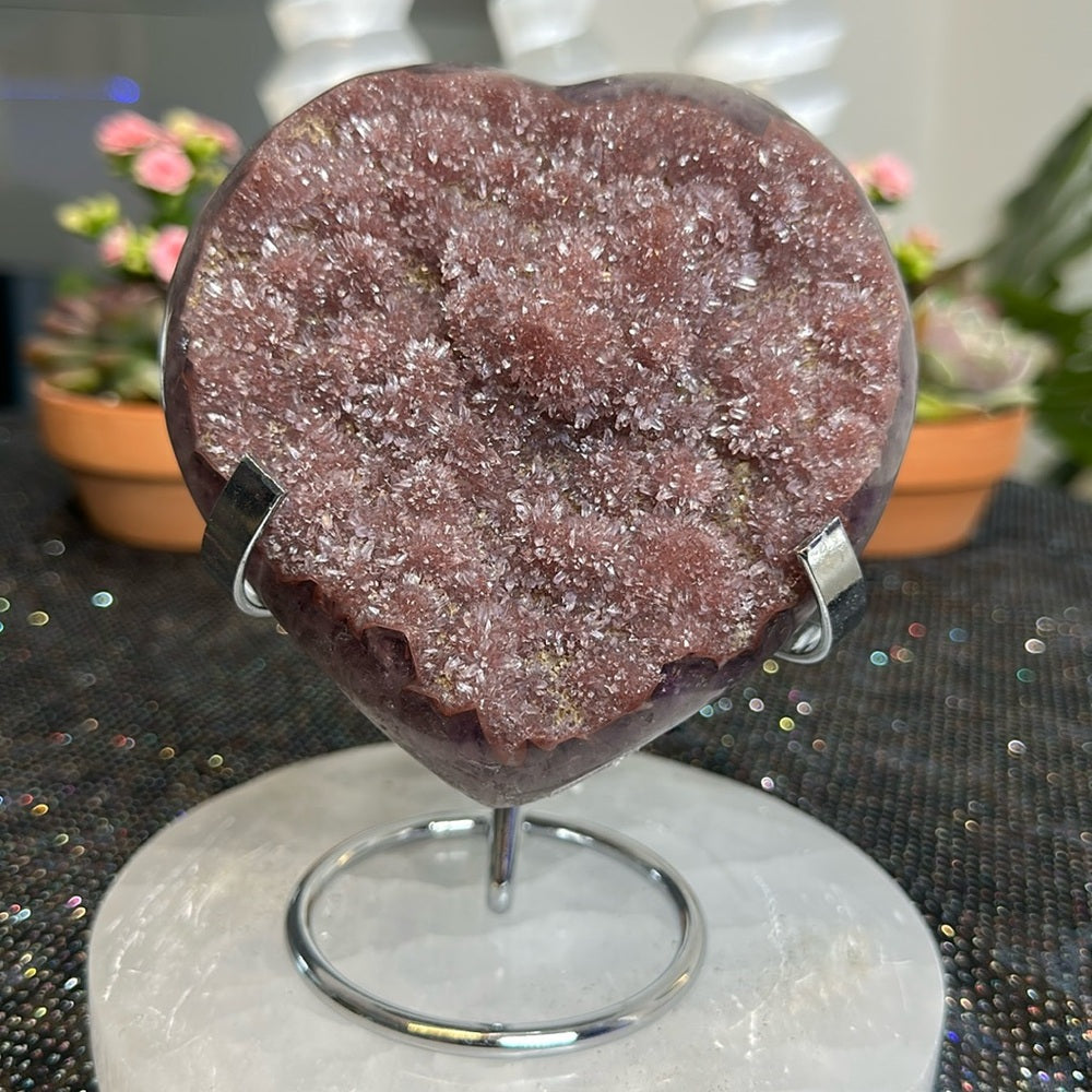 Hot Pink Sugar Druzy Heart HPS18