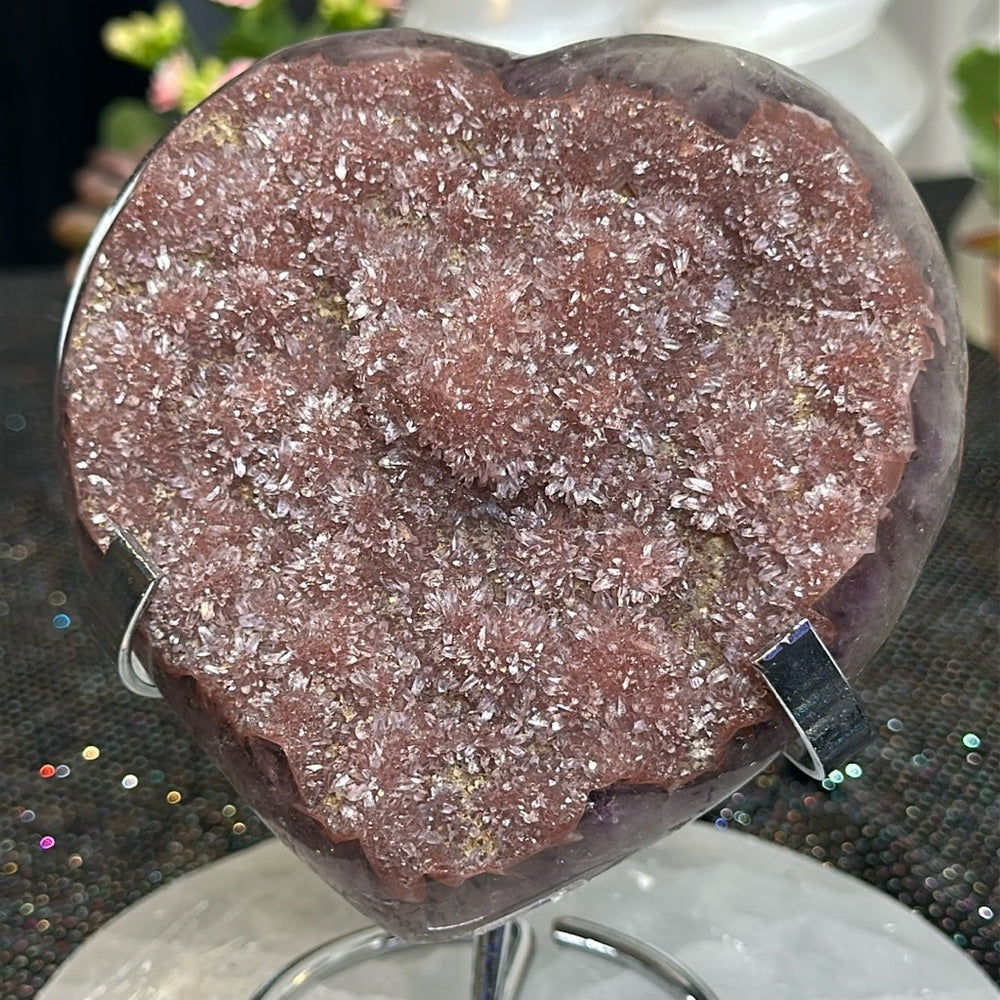 Hot Pink Sugar Druzy Heart HPS18