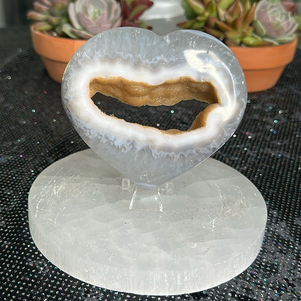 Gray & Brown Sugar Druzy Heart GBS74