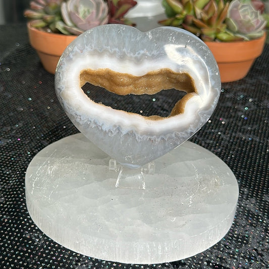 Gray & Brown Sugar Druzy Heart GBS74